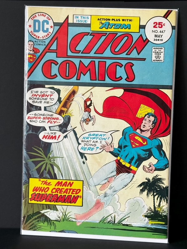 Action Comics #447 (DC Comics, 1975), raw comic book in VF- condition — front cover