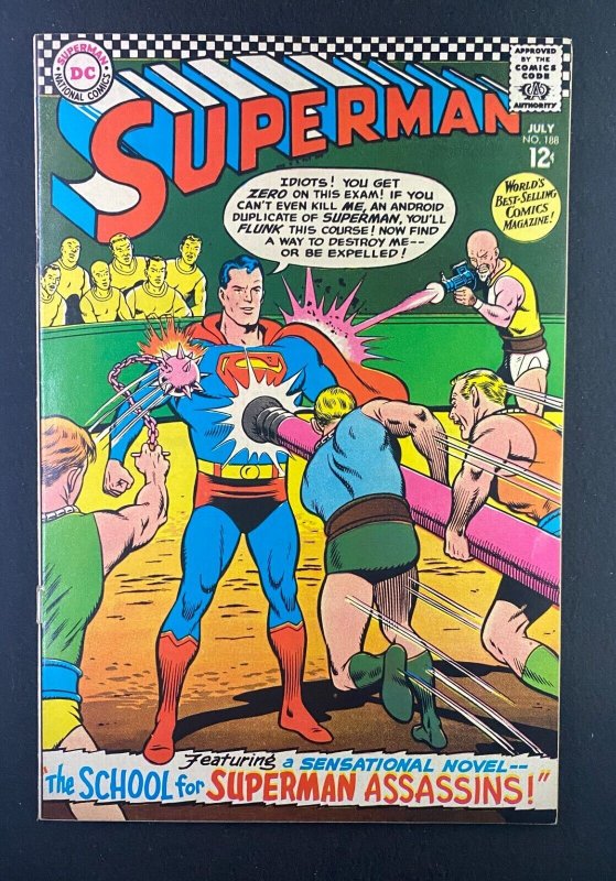 Superman #188 (DC Comics, 1939), raw comic book in FN+ 6.5 condition — front cover