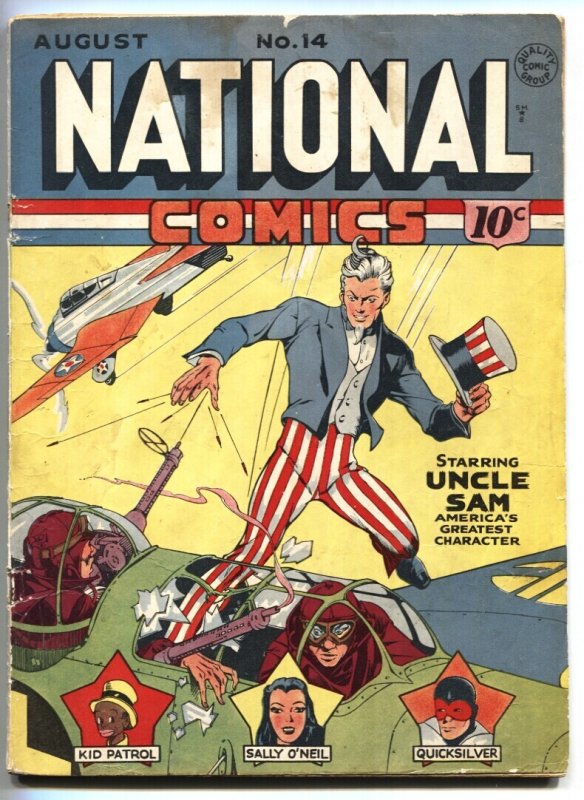 National #14 (Quality Comics, 1941), raw comic book in VG- condition — front cover