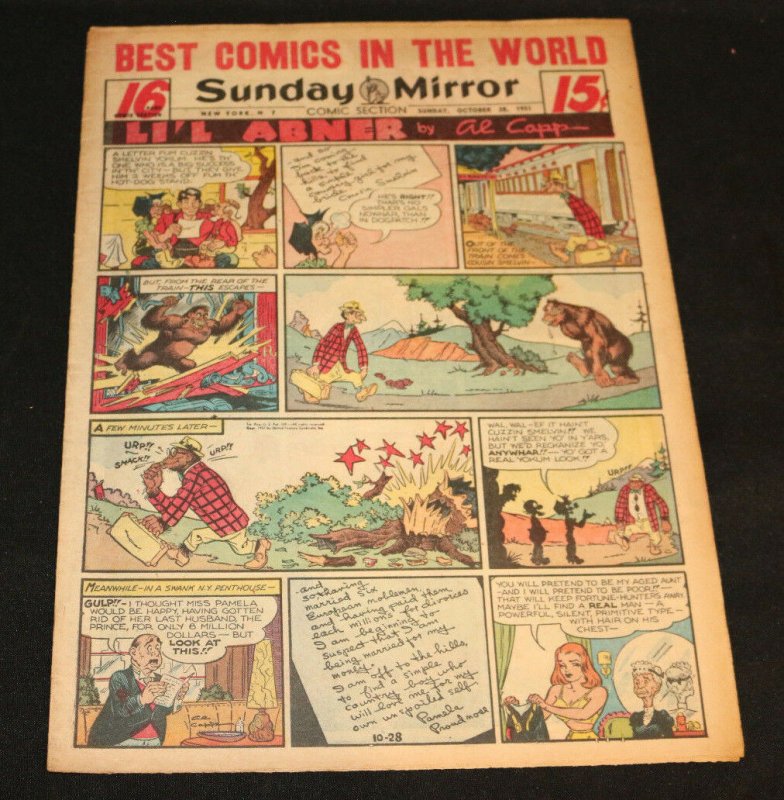 1951 Sunday Mirror Weekly Comic Section October 28th (VF) a Lot of Superman (1951), raw comic book in VF condition — front cover