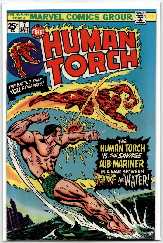 The Human Torch #7 (Timely Comics, 1975), raw, ungraded comic book — front cover
