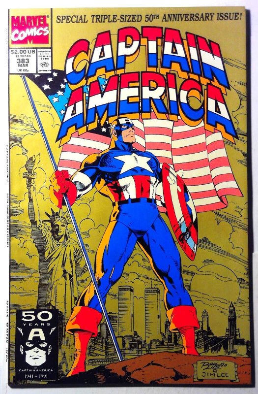 Captain America #383 (Marvel Comics, 1991), raw, ungraded comic book — front cover