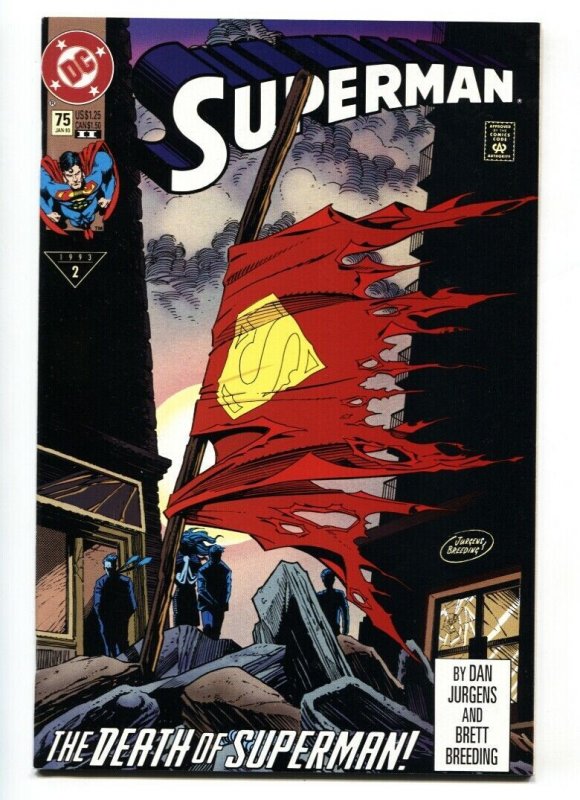 Superman #75 (DC Comics, 1993), raw comic book in VF/NM condition — front cover
