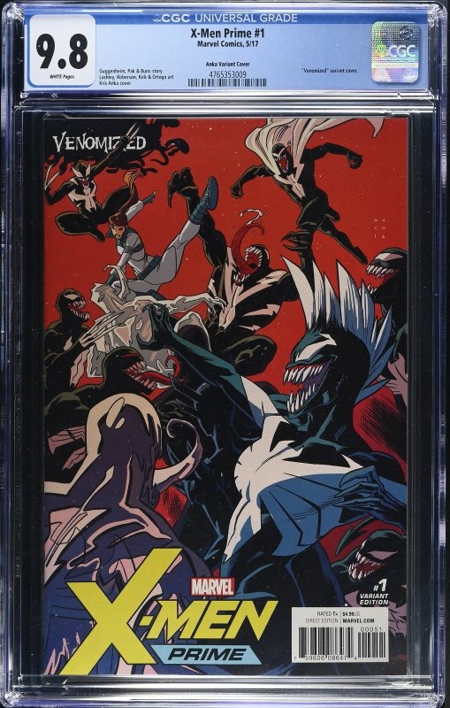 X-Men Prime #1 (Marvel Comics, 2017), CGC 9.8 graded comic book, Universal Blue label — front cover in its holder