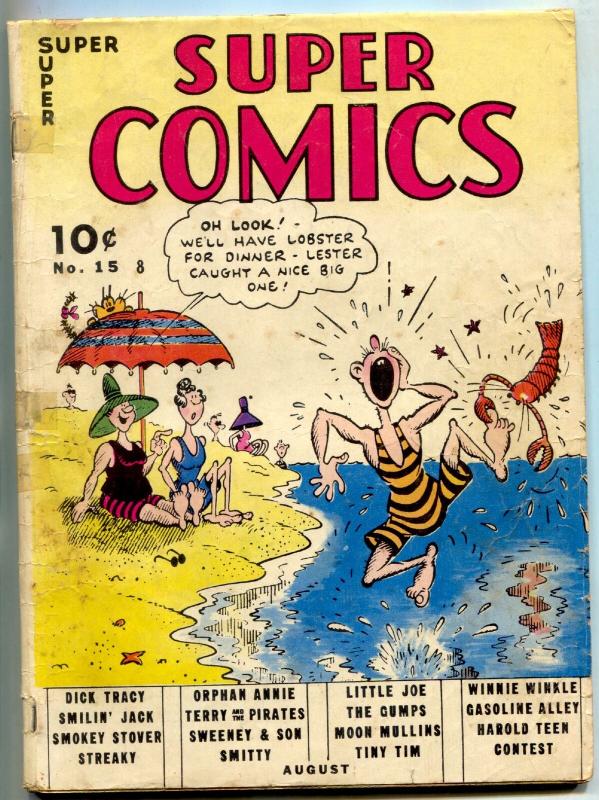 Super Comics #15 (Dell, 1939), raw comic book in VG- condition — front cover