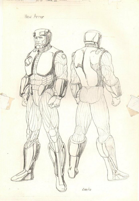 X-O New Armor Design Mark III- Valiant - Pencil art by Mike Leeke (Valiant Comics), raw, ungraded comic book — front cover