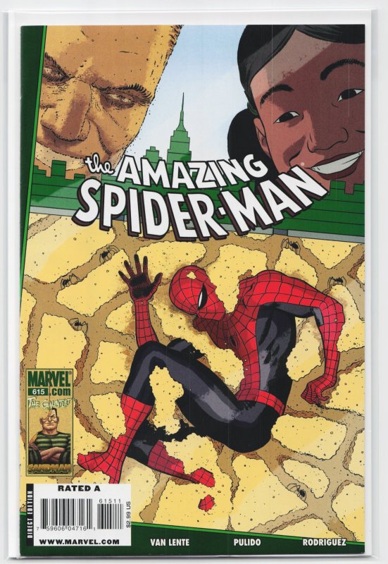 The Amazing Spider-Man #615 (Marvel Comics, 2010), raw, ungraded comic book — front cover