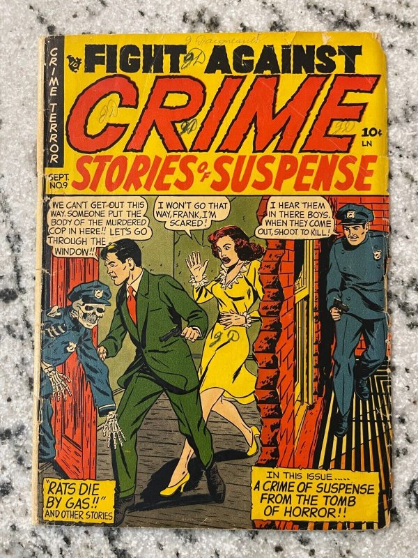 Fight Against Crime Stories of Suspense #9, raw comic book in VG condition — front cover