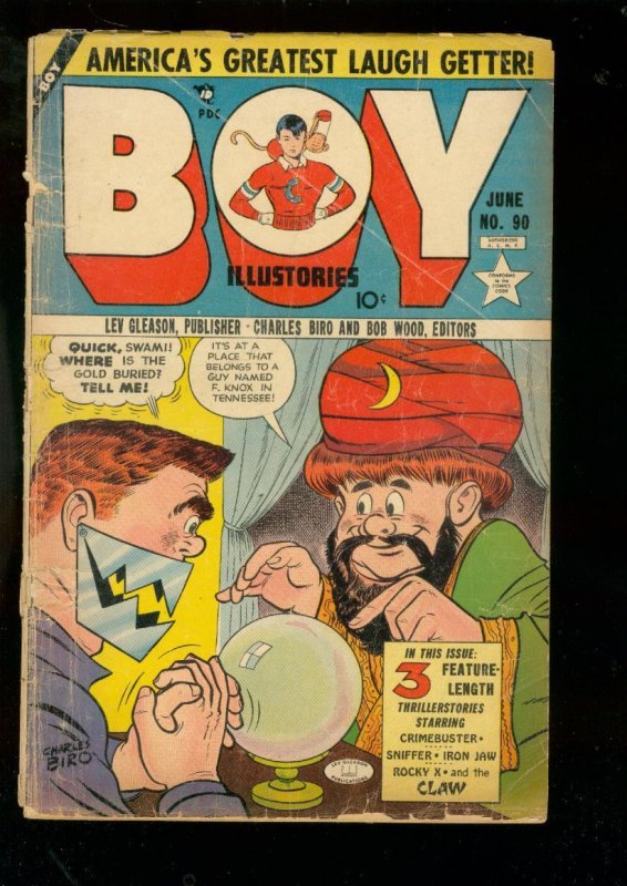 Boy Comics #90-1953-Claw-Rocky X -Iron Jaw-Crimebuster Fr/g, raw comic book in FR condition — front cover