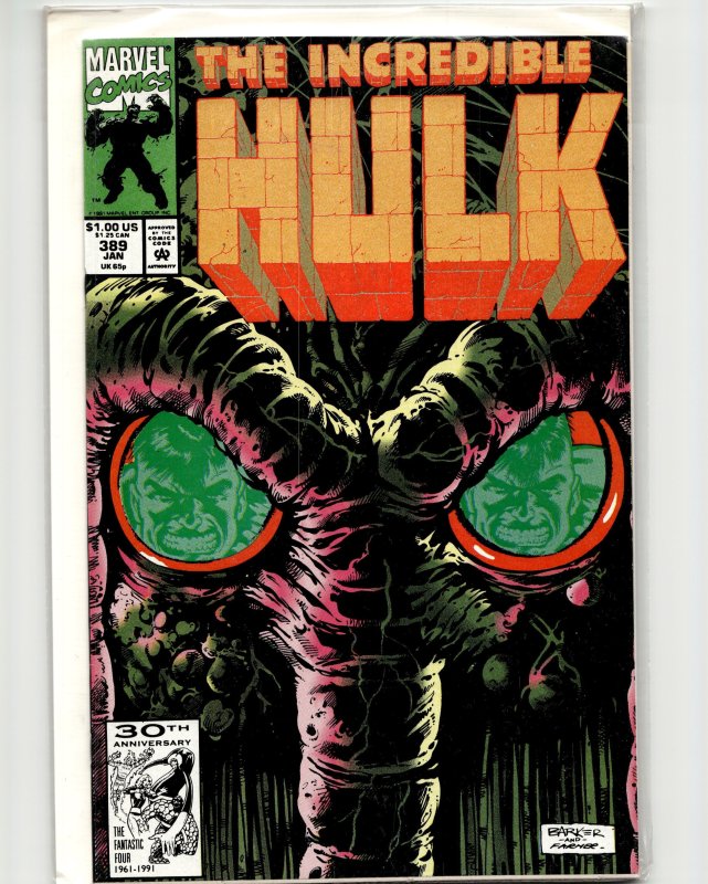 The Incredible Hulk #389 (Marvel Comics, 1992), raw, ungraded comic book — front cover