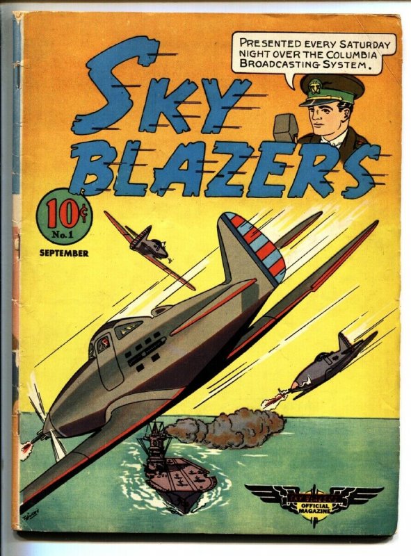 Sky Blazers #1-1940-Ace Archer-WAR COMIC-Golden-age, raw, ungraded comic book — front cover