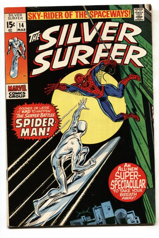 Silver Surfer #14 (Marvel Comics, 1970), raw comic book in FN+ condition — front cover