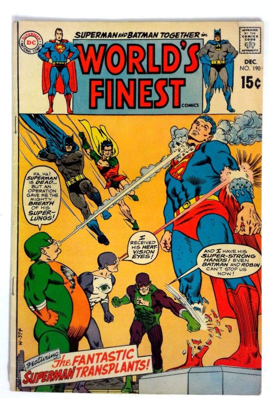 World's Finest Comics #190 (DC Comics, 1969), raw comic book in VG condition — front cover