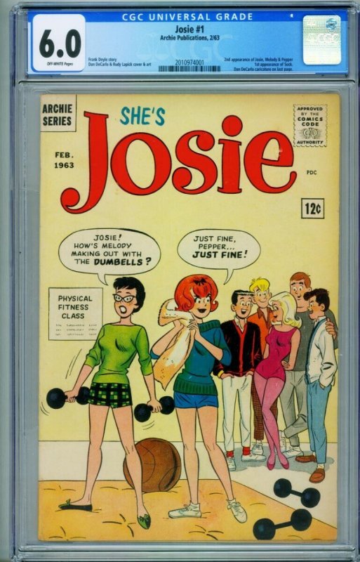 Josie #1 (Archie Comics, 2010), CGC 6.0 graded comic book, Universal Blue label — front cover in its holder