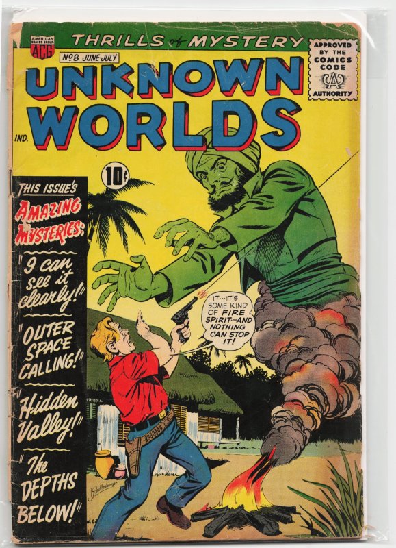 Unknown Worlds #8 (American Comics Group, 1961), raw, ungraded comic book — front cover