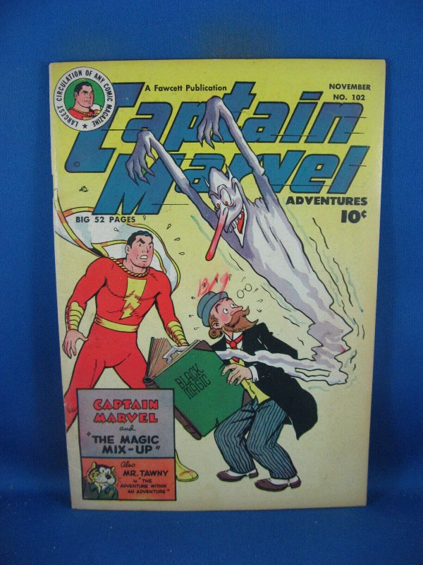 Captain Marvel #102 (Fawcett Publications, 1949), raw comic book in VF condition — front cover