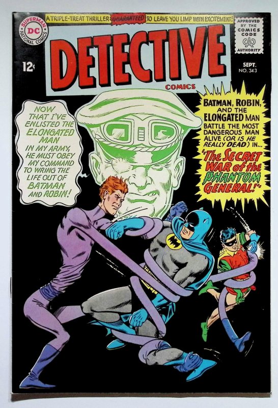 Detective Comics #343 (DC Comics, 1965), raw, ungraded comic book — front cover