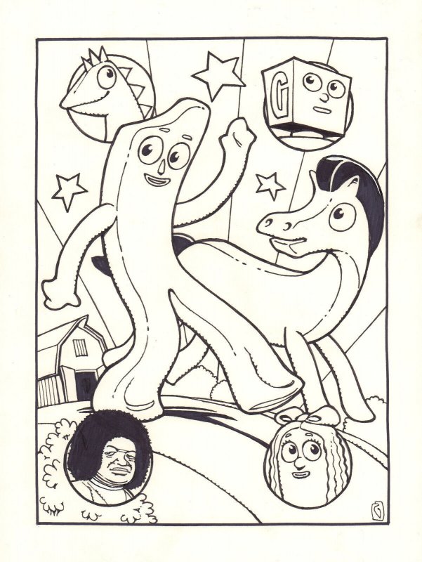 Gumby & Pokey Cover Art - Signed art by Rick Geary, raw, ungraded comic book — front cover
