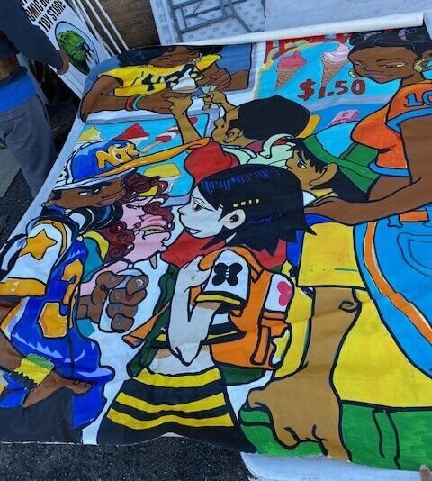 Ice Cream Truck Painted Art Canvas - Signed art by Damion Scott Huge Wall Hanger, raw, ungraded comic book — front cover