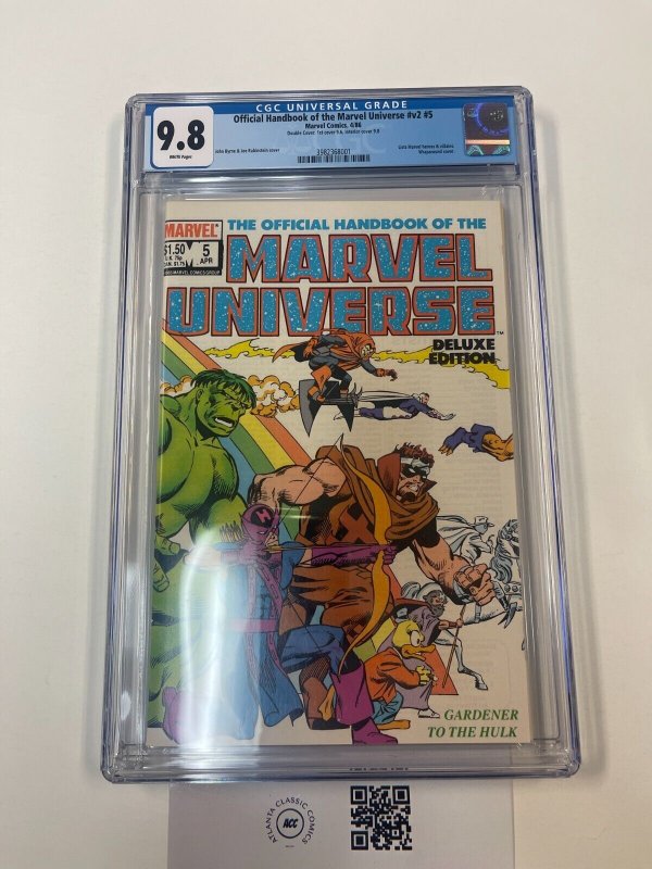 Official Handbook of the Marvel Universe V. 2 #5, CGC 9.8 graded comic book, Universal Blue label — front cover in its holder
