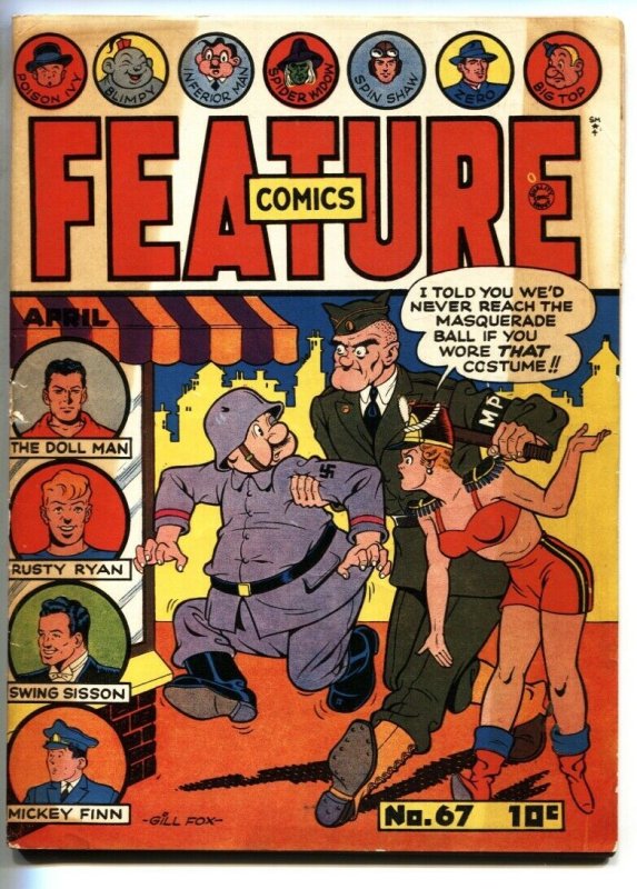 Feature Comics #67 (1943), raw, ungraded comic book — front cover