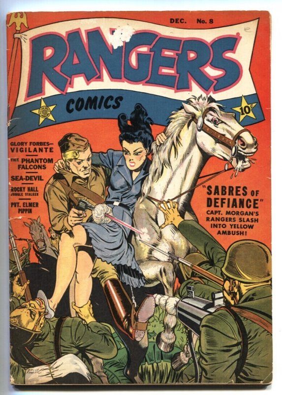 Rangers #8 (Fiction House, 1942), raw comic book in VG condition — front cover