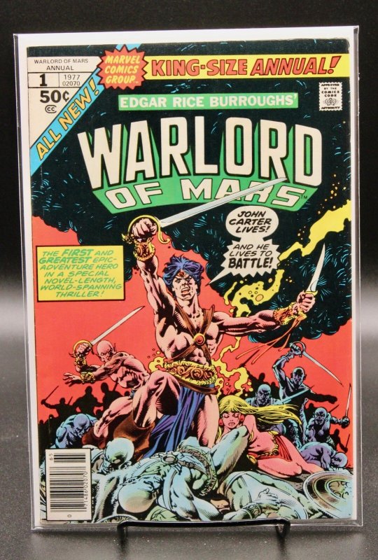 John Carter Warlord of Mars Annual #1 (Marvel Comics, 1977), raw comic book in VF 8.0 condition — front cover
