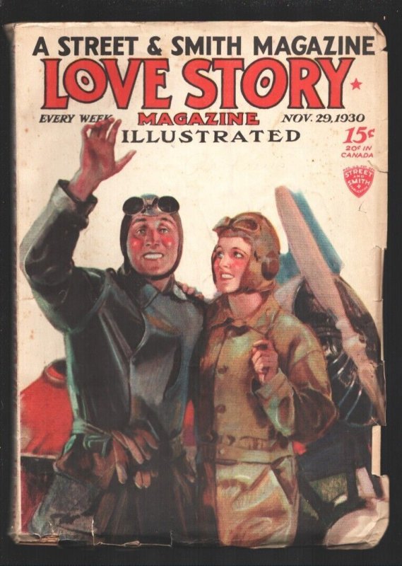 Love Story 11/11/1930-Aviation Theme Cover Art-"Dizzy Deb" by Vivian Grey-FN, raw comic book in FN condition — front cover