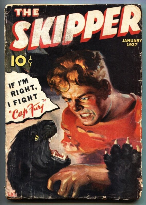 Pulp: The Skipper January 1937- Cap Fury -Second Issue Pulp Magazine (1937), raw, ungraded comic book — front cover