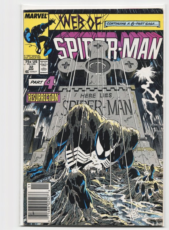 Web of Spider-Man #32 (Marvel Comics, 1987), raw, ungraded comic book — front cover
