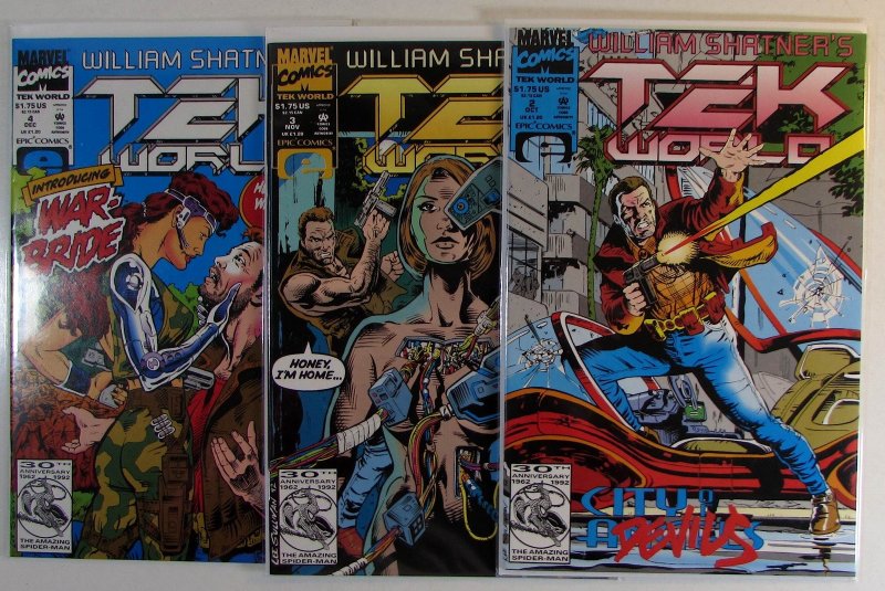 TekWorld Lot of 3 #2, 3, 4 Epic (1992) William Shatner's Comic Books (1992), raw, ungraded comic book — front cover