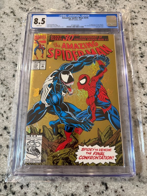 Amazing Spider-Man #375 (Marvel Comics, 1993), CGC 8.5 graded comic book, Universal Blue label — front cover in its holder
