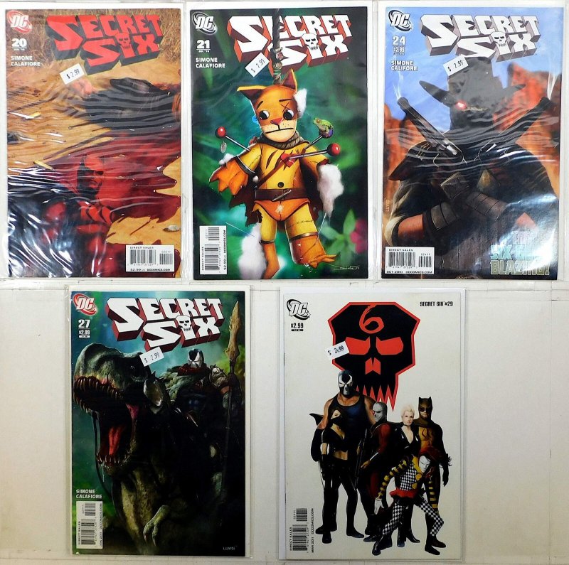 Secret Six Lot of 5 #20, 21, 24, 27, 29 (2010) DC Comics 1st Print Comic Books (DC Comics, 2010), raw, ungraded comic book — front cover