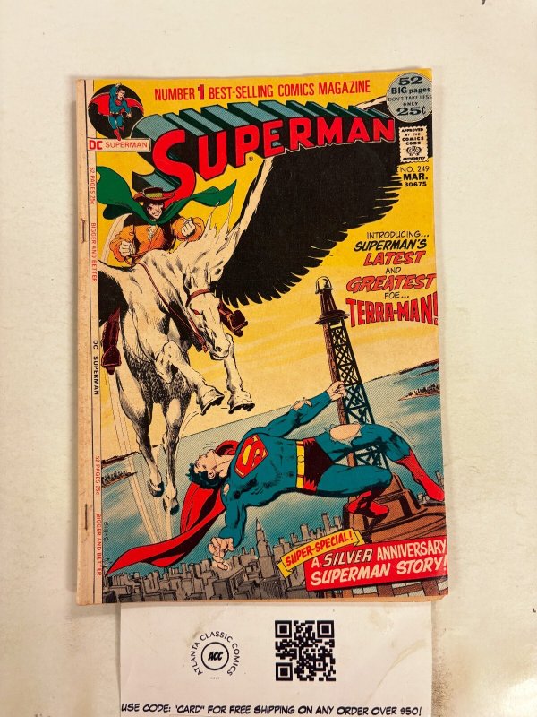 Superman #249 (DC Comics, 1939), raw comic book in VG condition — front cover