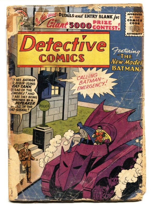 Detective #236 (DC Comics, 1956), raw, ungraded comic book — front cover