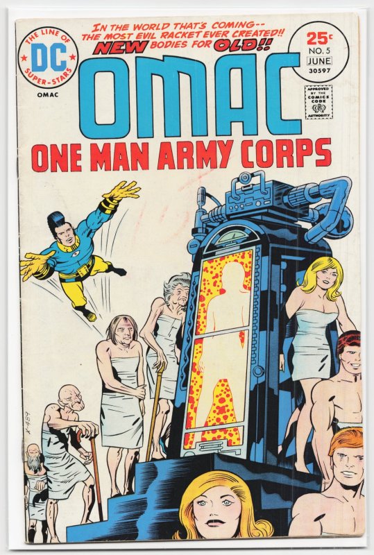 Omac #5 (1975), raw, ungraded comic book — front cover