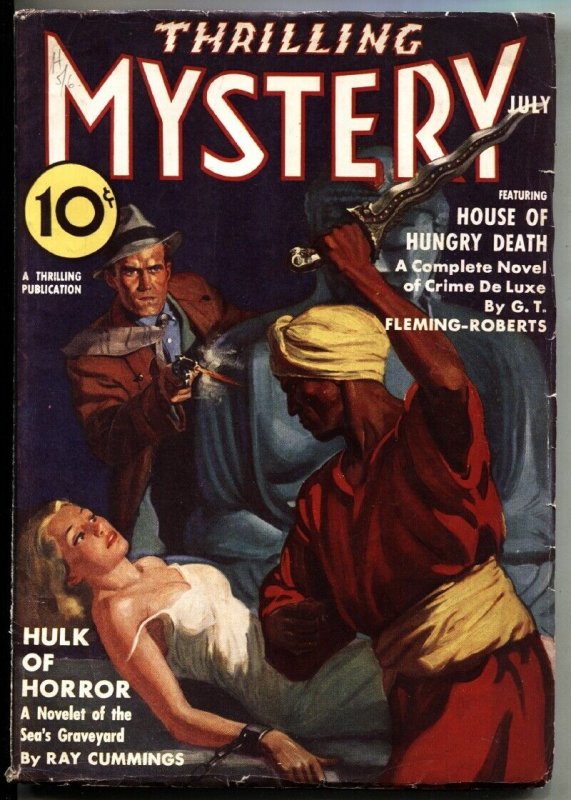 Thrilling Mystery Pulp July 1938- Weird Menace Spicy Torture- Hulk (1938), raw, ungraded comic book — front cover