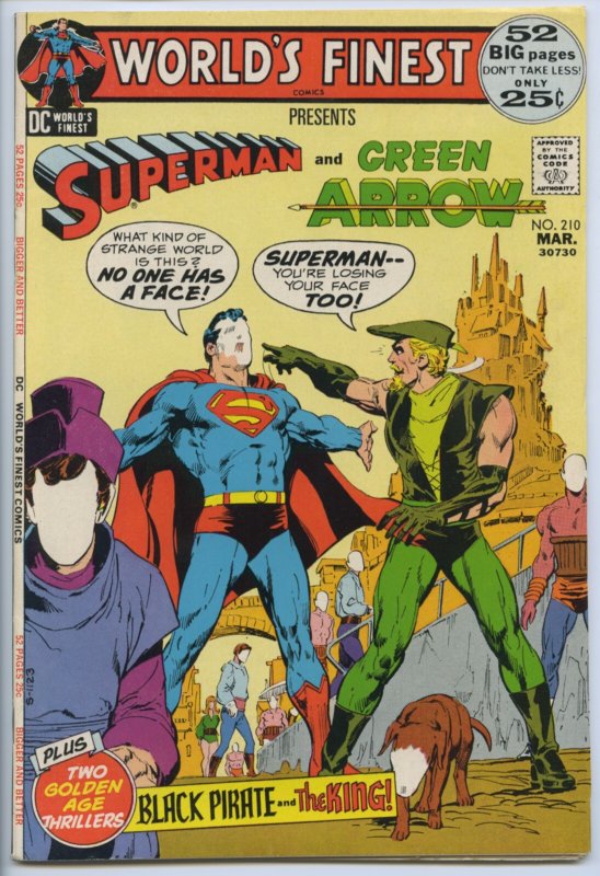World’s Finest Comics #210 - 7.5, WP - Superman/Green Arrow - Adams - 52 Pages (DC Comics), raw comic book in 7.5 condition — front cover