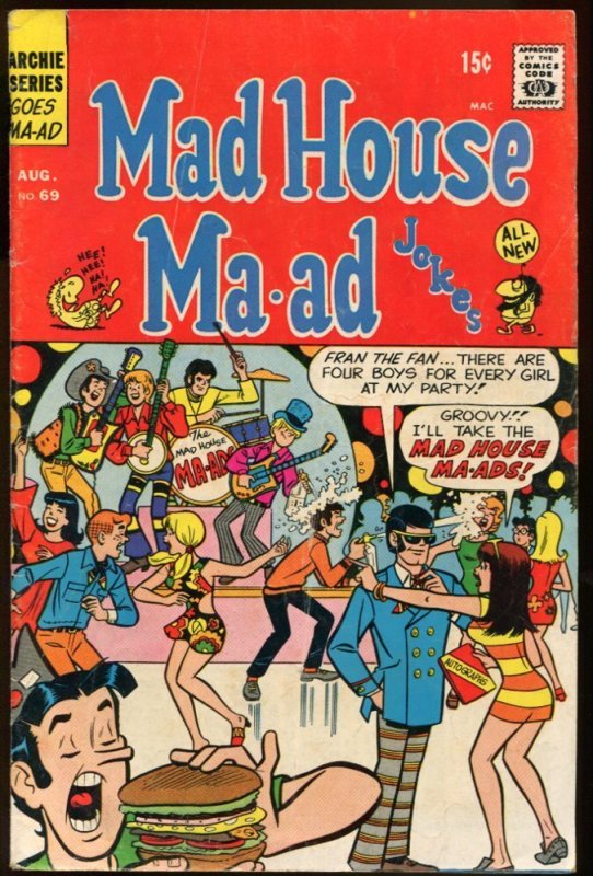 Madhouse Mad-Ad #69 (1969), raw comic book in VG/FN condition — front cover