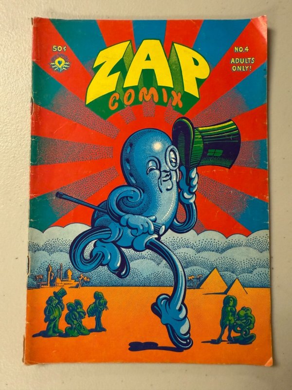 Zap Comix #4, raw comic book in VG condition — front cover