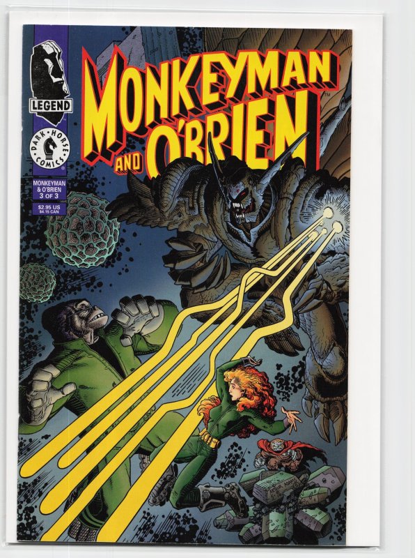 Monkeyman and O'Brien #3 (Dark Horse Comics, 1996), raw, ungraded comic book — front cover