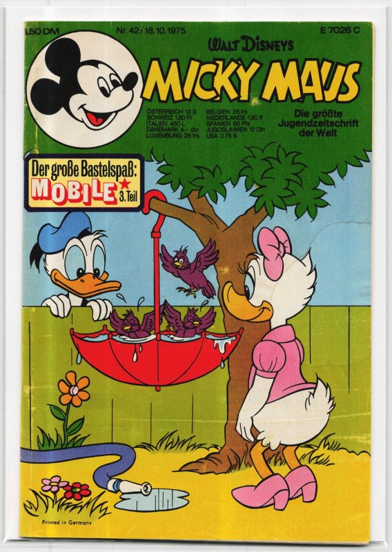 Micky Maus #42 (1975), raw, ungraded comic book — front cover
