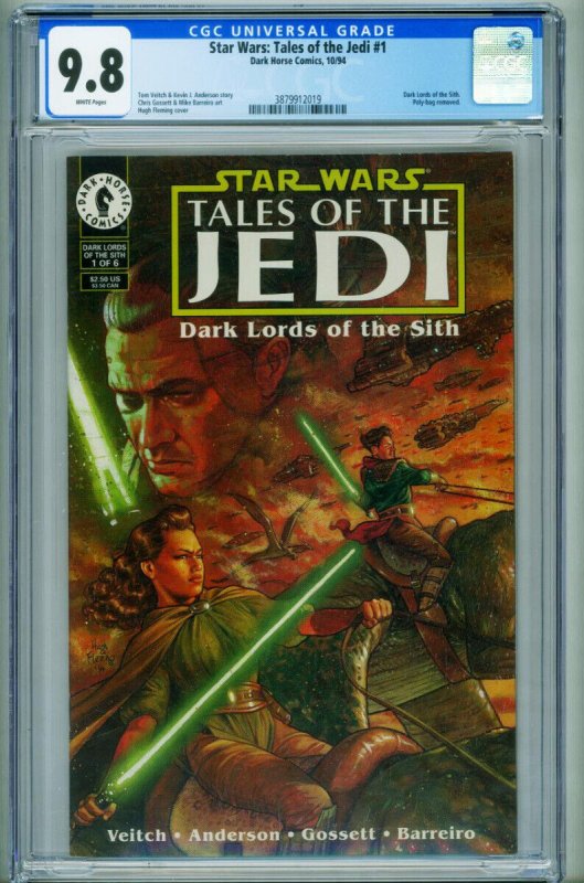 Star Wars: Tales of the Jedi/Dark Lords of the Sith #1 (1994), CGC 9.8 graded comic book, Universal Blue label — front cover in its holder