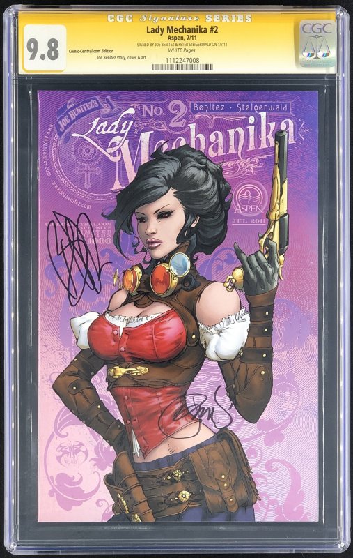 Lady Mechanika #2 (2011), CGC 9.8 graded comic book, Signature Series label — front cover in its holder