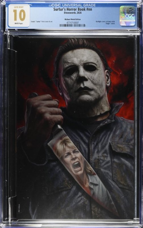 Michael Myers Halloween Surtur-Metal- CGC 10 POP 1 2026 LTD /5 GEM Mint (2026), CGC 10.0 graded comic book, Universal Blue label — front cover in its holder