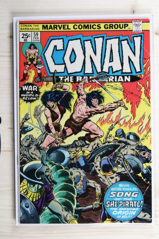 Conan the Barbarian #59 (Marvel Comics, 1976), raw comic book in FN- 5.5 condition — front cover