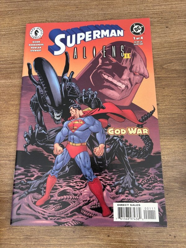 Lot of 4 Superman Aliens 2 DC Dark Horse Comic Books # 1 2 3 4 Vf-Nm 5 J477, raw comic book in NM condition — front cover