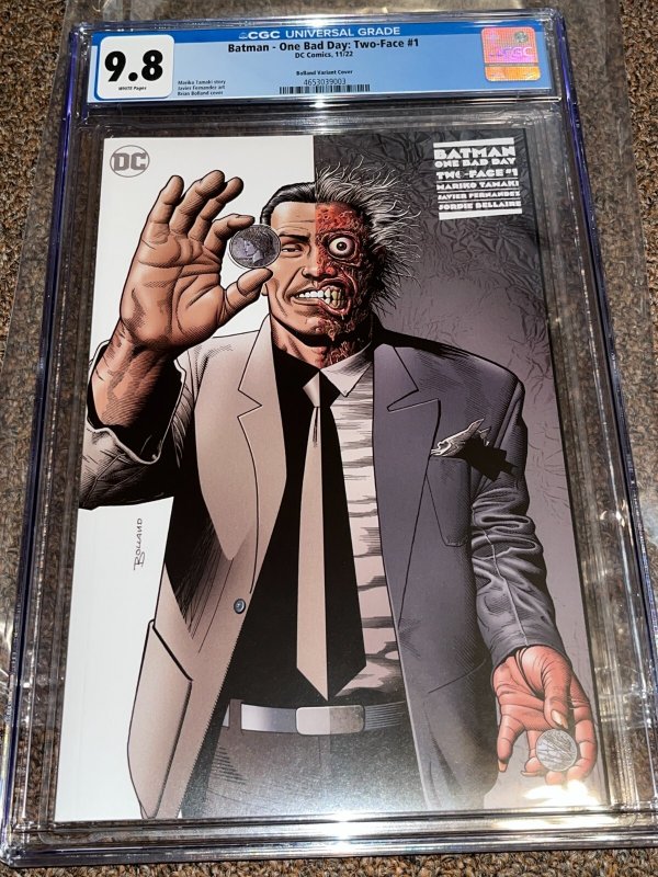 Batman One Bad Day Two Face #1, CGC 9.8 graded comic book, Universal Blue label — front cover in its holder