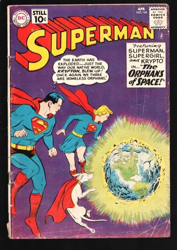 Superman #144 (DC Comics, 1961), raw, ungraded comic book — front cover