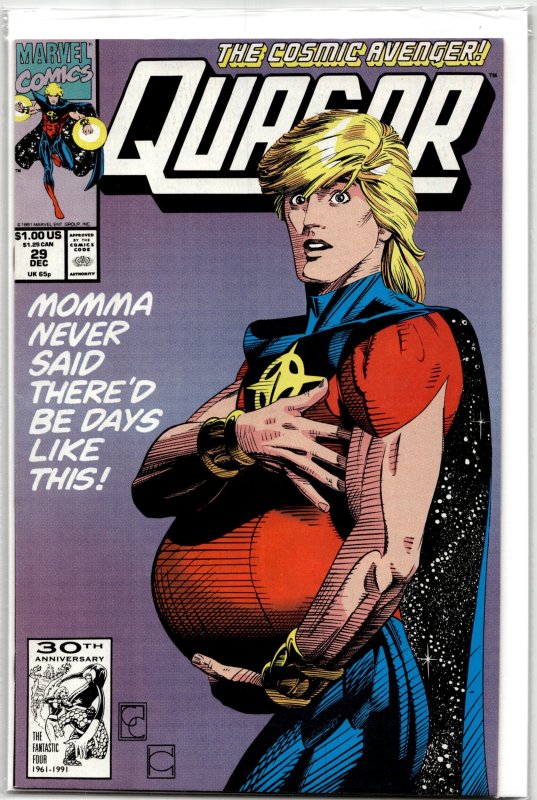 Quasar #29 (Marvel Comics, 1991), raw, ungraded comic book — front cover